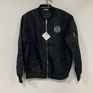 Loewe Black Bomber Jacket with White Emblem